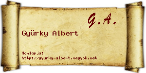 Gyürky Albert névjegykártya